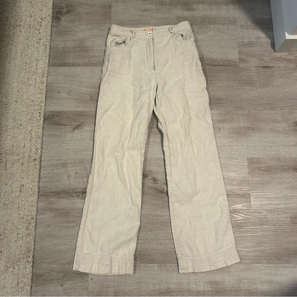 Cleo petites linen cotton pants straight leg